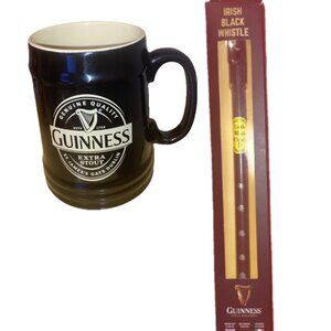 Guinness Coffee Cup Extra Stout Stoneware and Irish Black Whistle